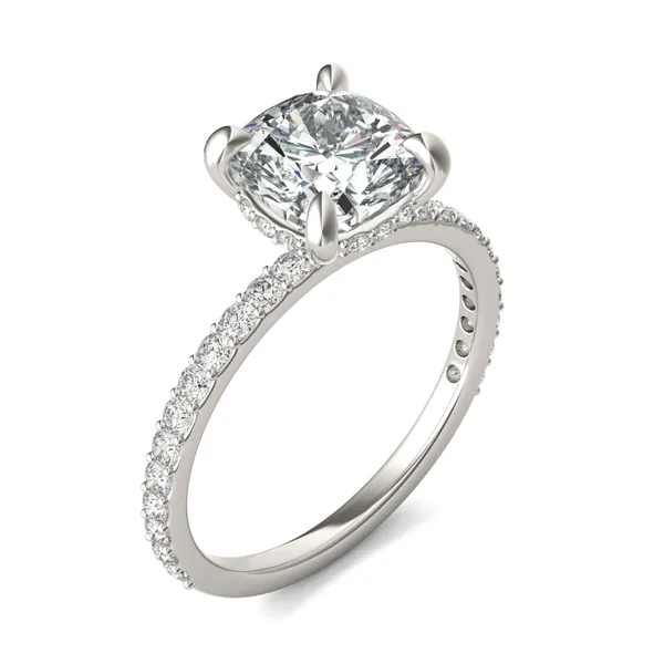 Cushion Custom Hidden Halo 3/4 Eternity Engagement Ring